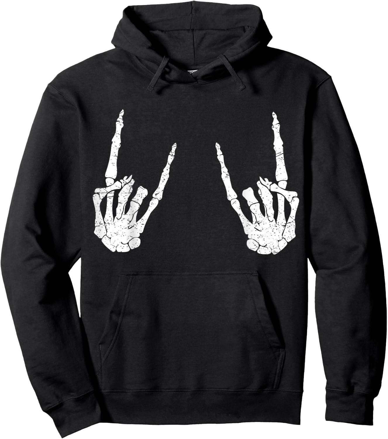 Trendy Halloween Skeleton Rocker Graphic Costume T Shirt Hoodie - Hoodie | Black