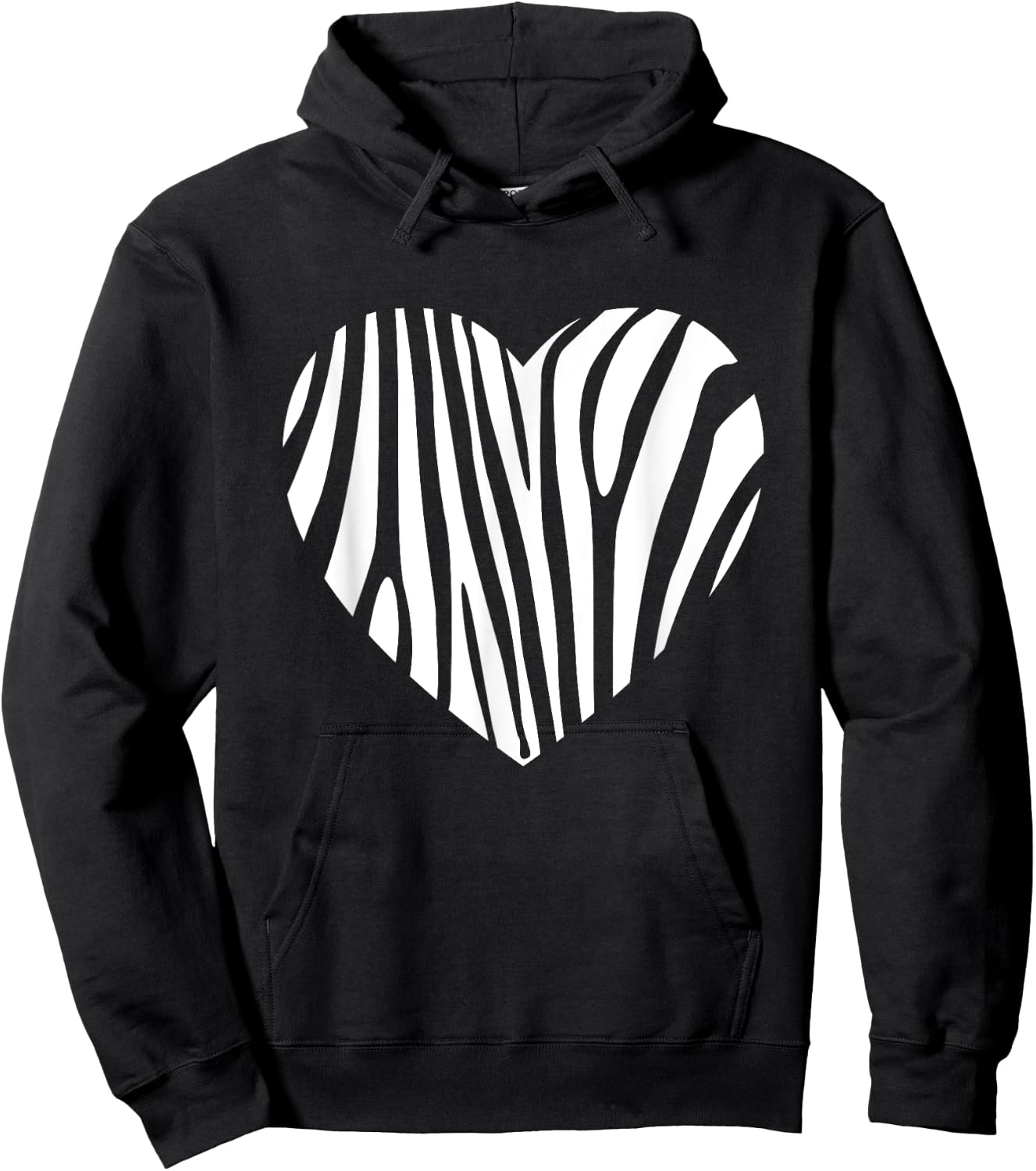 Zebra Heart Animal Lover Stripe Africa Gift Men Women Kids Hoodie - Hoodie | Black
