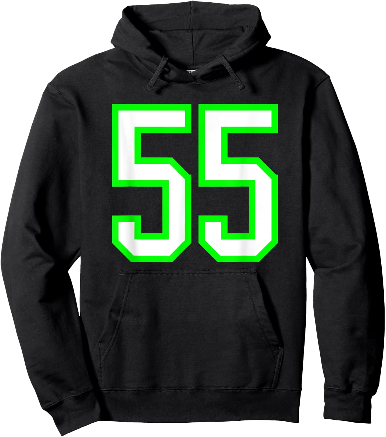 Sports Team Jersey #55 White Lime Jersey Number 55 Hoodie - Hoodie | Black