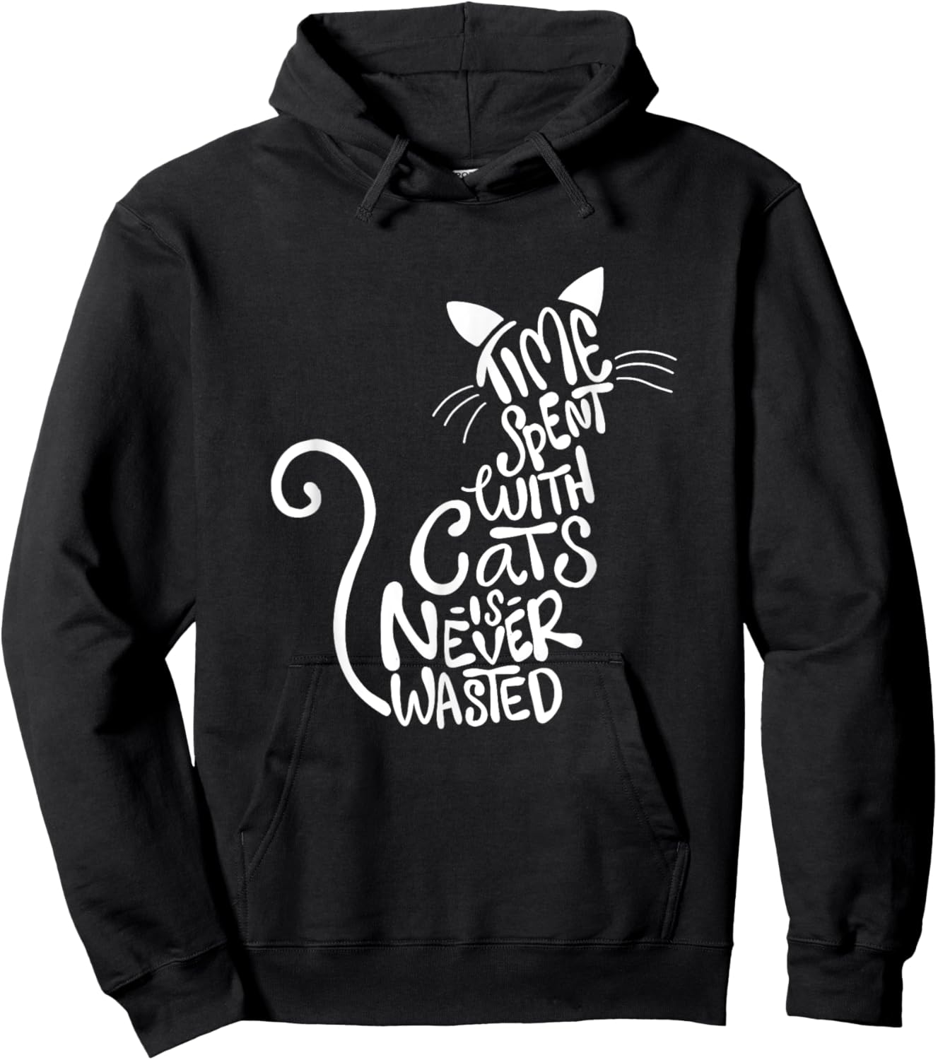 Time Spent With Cats Is Never Wasted - Cat Lover Kitten Men Women Girls Kids Hoodie - Hoodie | Black