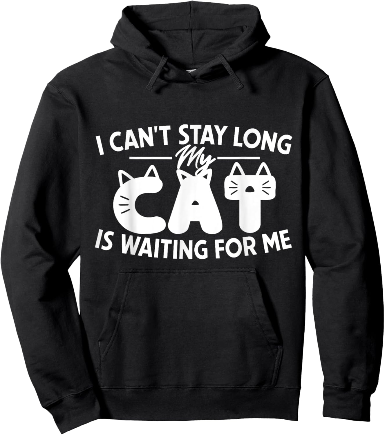 Funny I Can't Stay Long My Cat Is Waiting For Me Men Women Kids Hoodie - Hoodie | Black