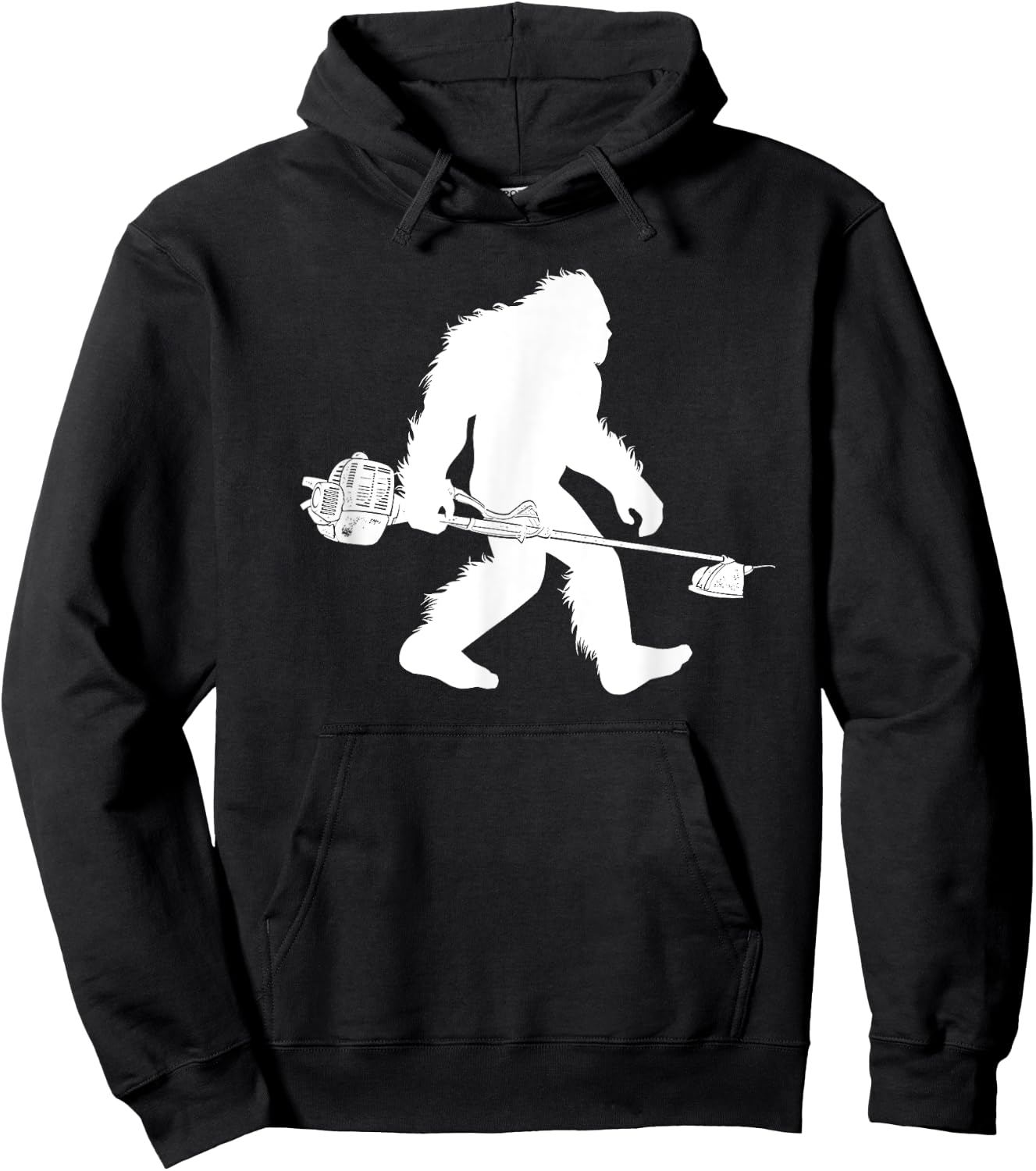 Bigfoot With Lawn Trimmer Sasquatch Grass Landscaper Hoodie - Hoodie | Black