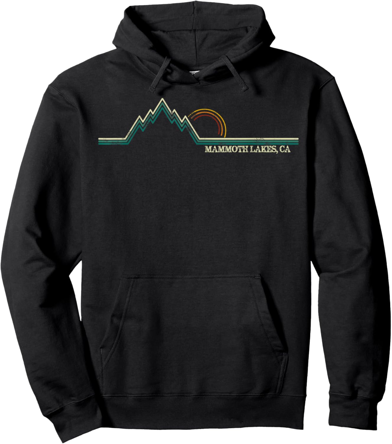 Retro Mountains Mammoth Lakes, California Summer Hiking Hoodie - Hoodie | Black