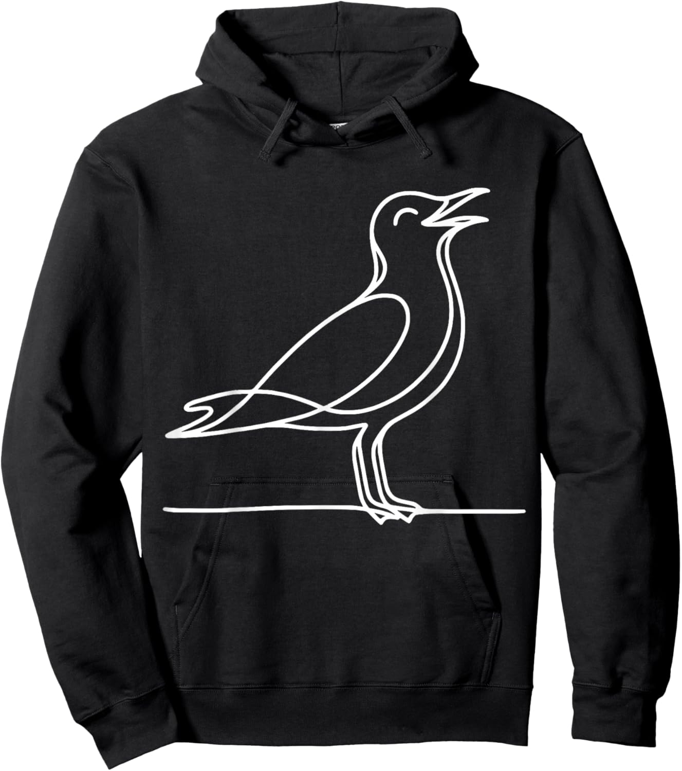 Line Art Bird & Ornithologist Laughing Gull Hoodie - Hoodie | Black