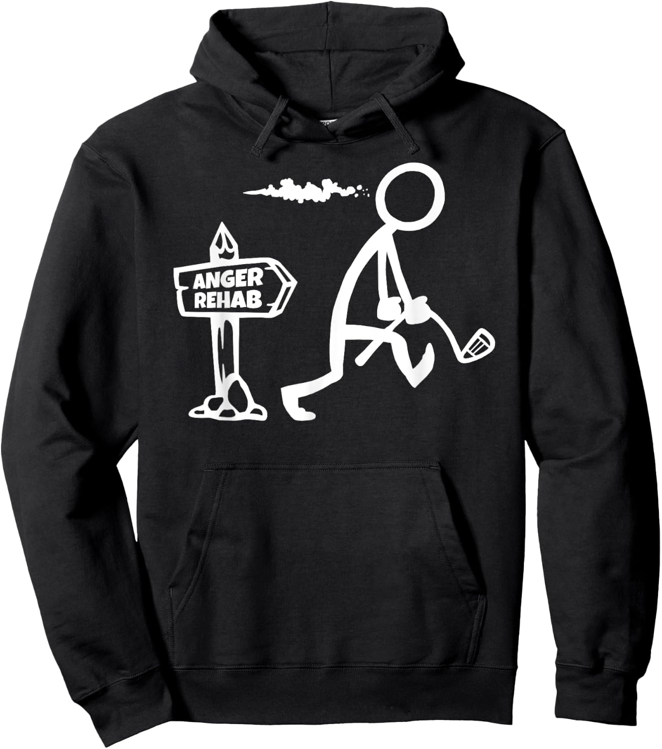 Funny Golf Apparel, Angry Golfer Walks By Anger Rehab Sign Hoodie - Hoodie | Black