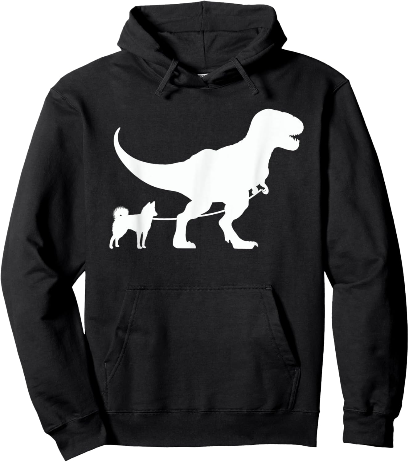 T-Rex Walking a Dog Funny Alaskan Klee Kai Dad Dog Lovers Men Women Kids Hoodie - Hoodie | Black