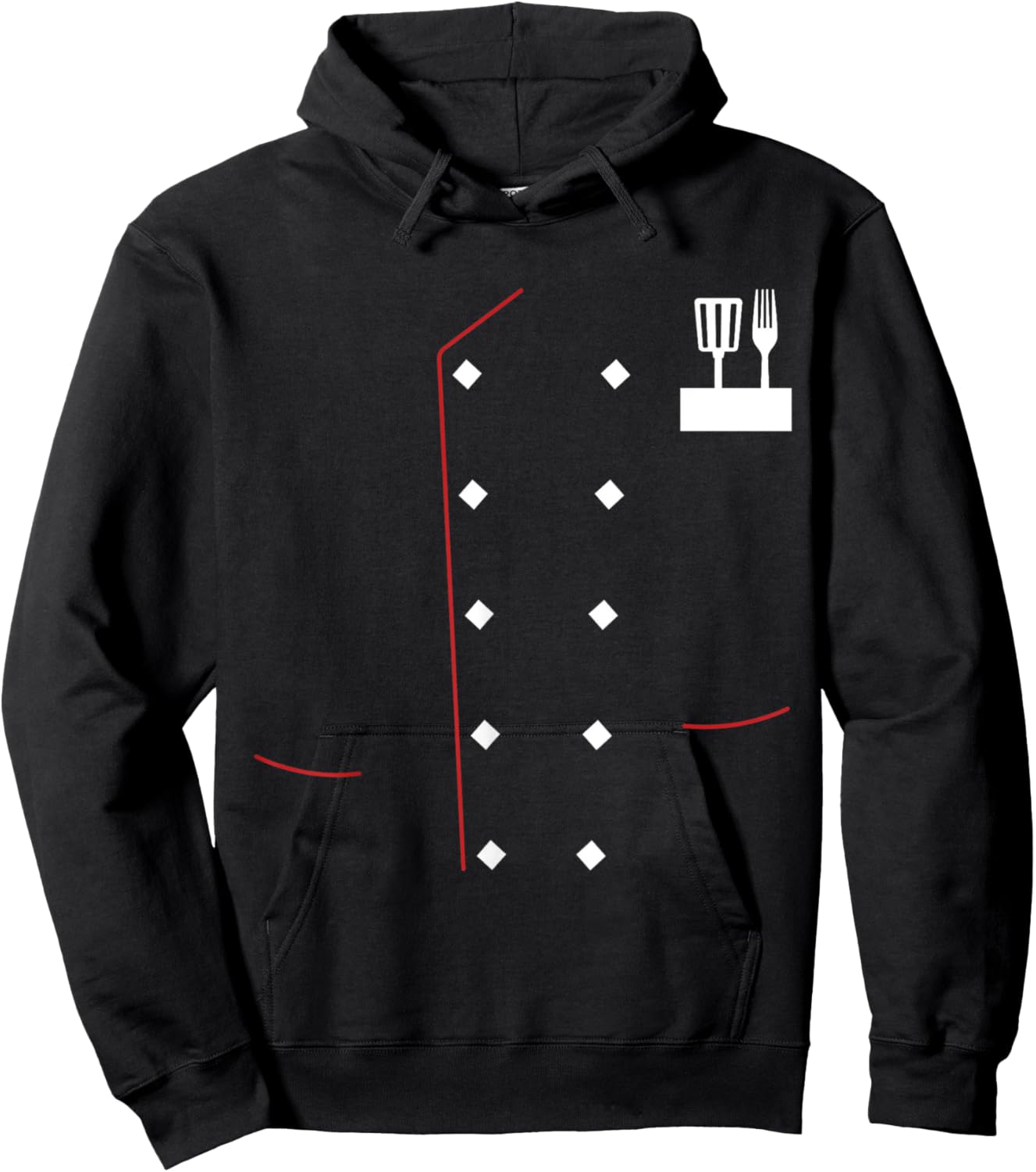 Chef Uniform Jacket Faux Cook Chef Master Cooking Costume Hoodie - Hoodie | Black