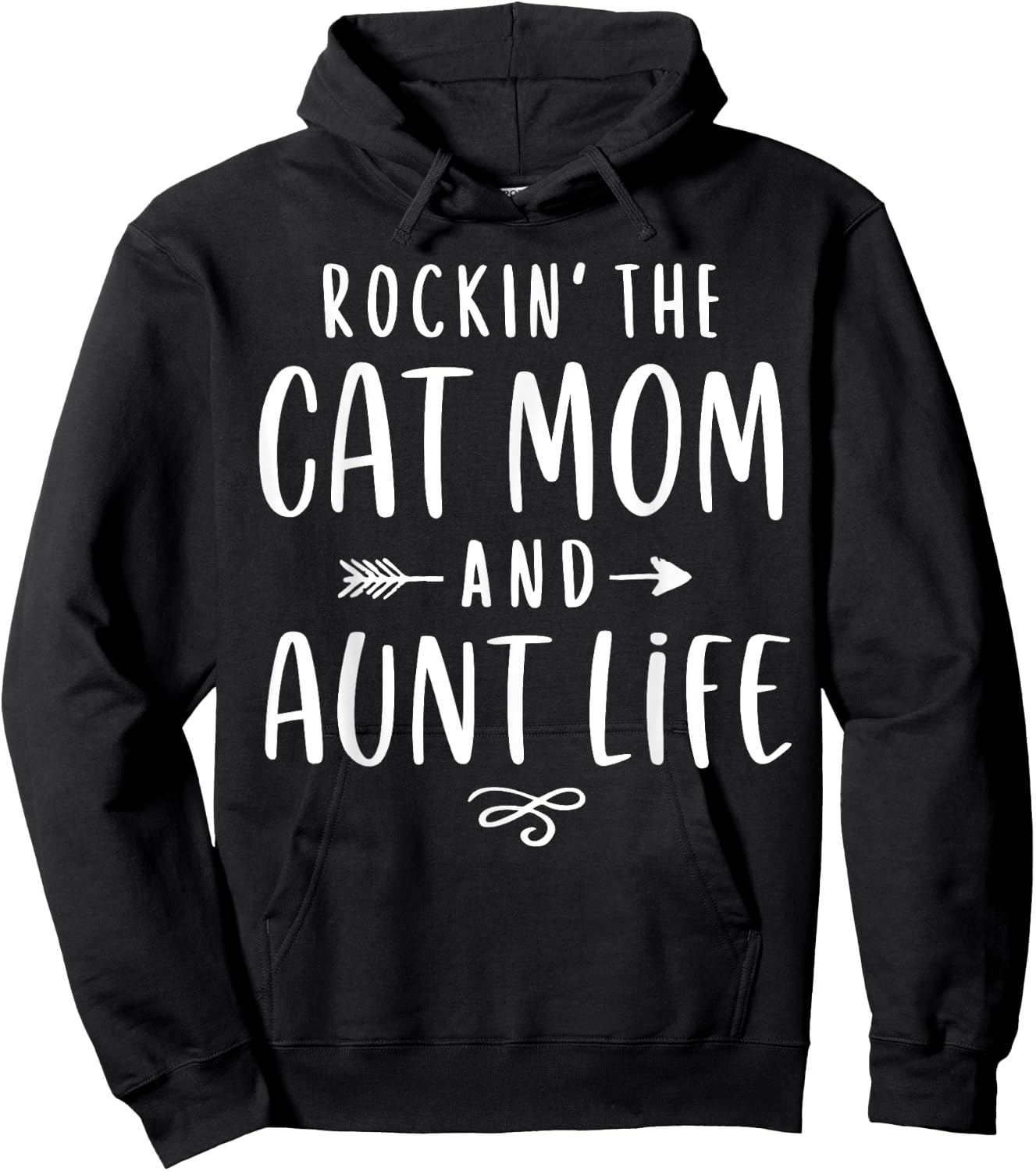 Rockin' The Cat Mom And Aunt Life Auntie Gifts Kitty Lover Men Women Hoodie - Hoodie | Black