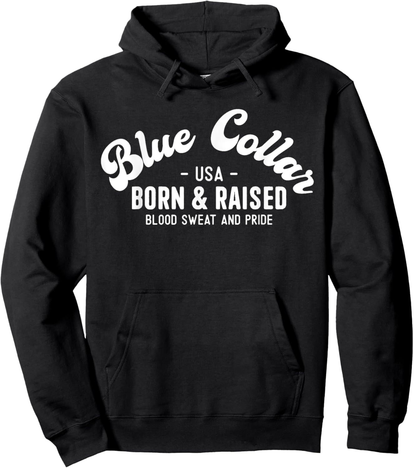 USA Patriotic Blue Collar Blood Sweat & Pride Blue Collar Women Men Hoodie - Hoodie | Black