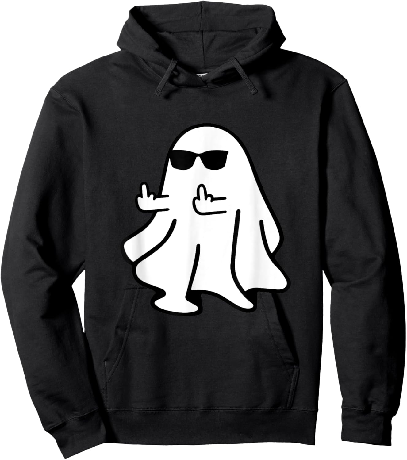 Cute Ghost Middle Finger Halloween Shirt Costume Funny Hoodie - Hoodie | Black