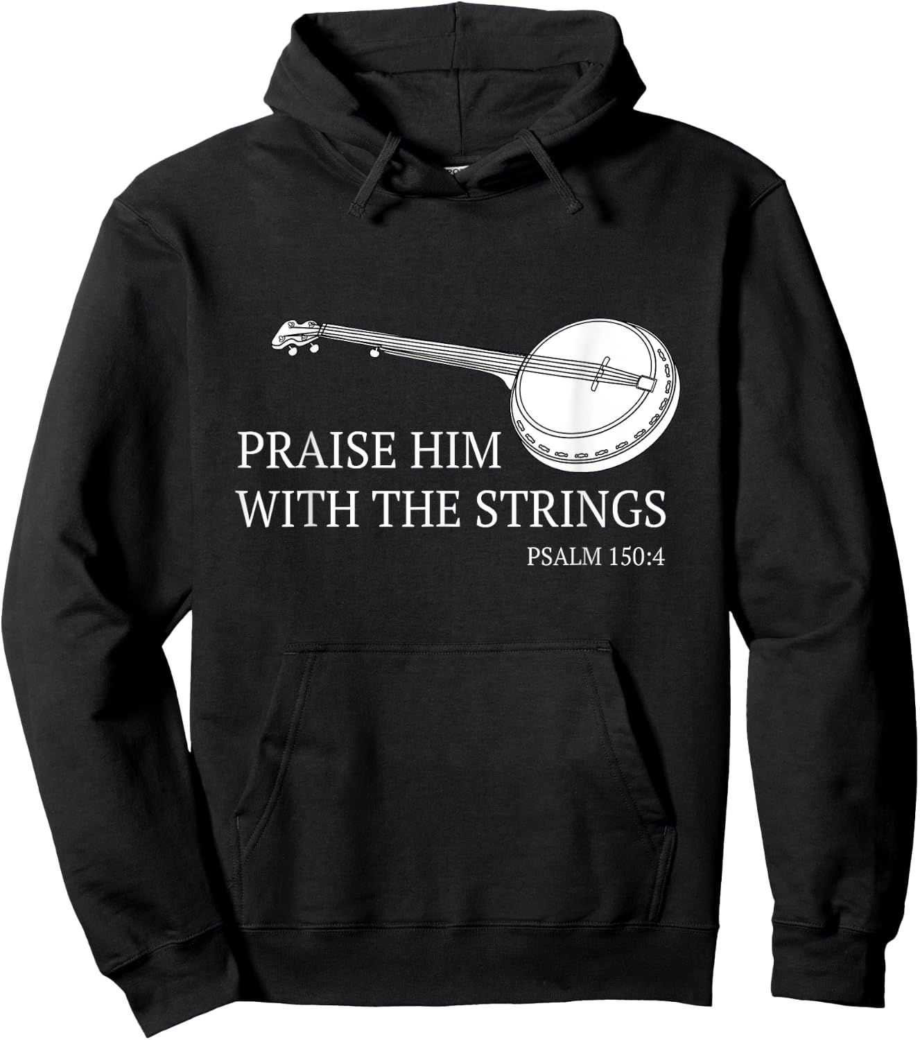 Banjo Praise Him With The Strings Bluegrass Guitar Hoodie - Hoodie | Black