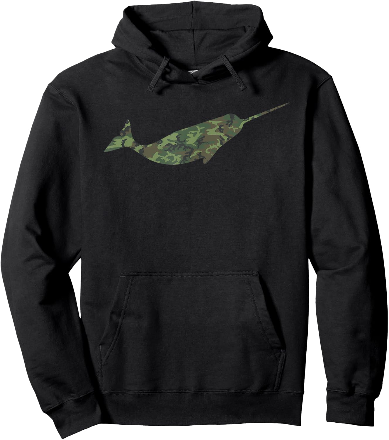Military Narwhal Camo Print US Narwhale Veteran Men Gift Hoodie - Hoodie | Black