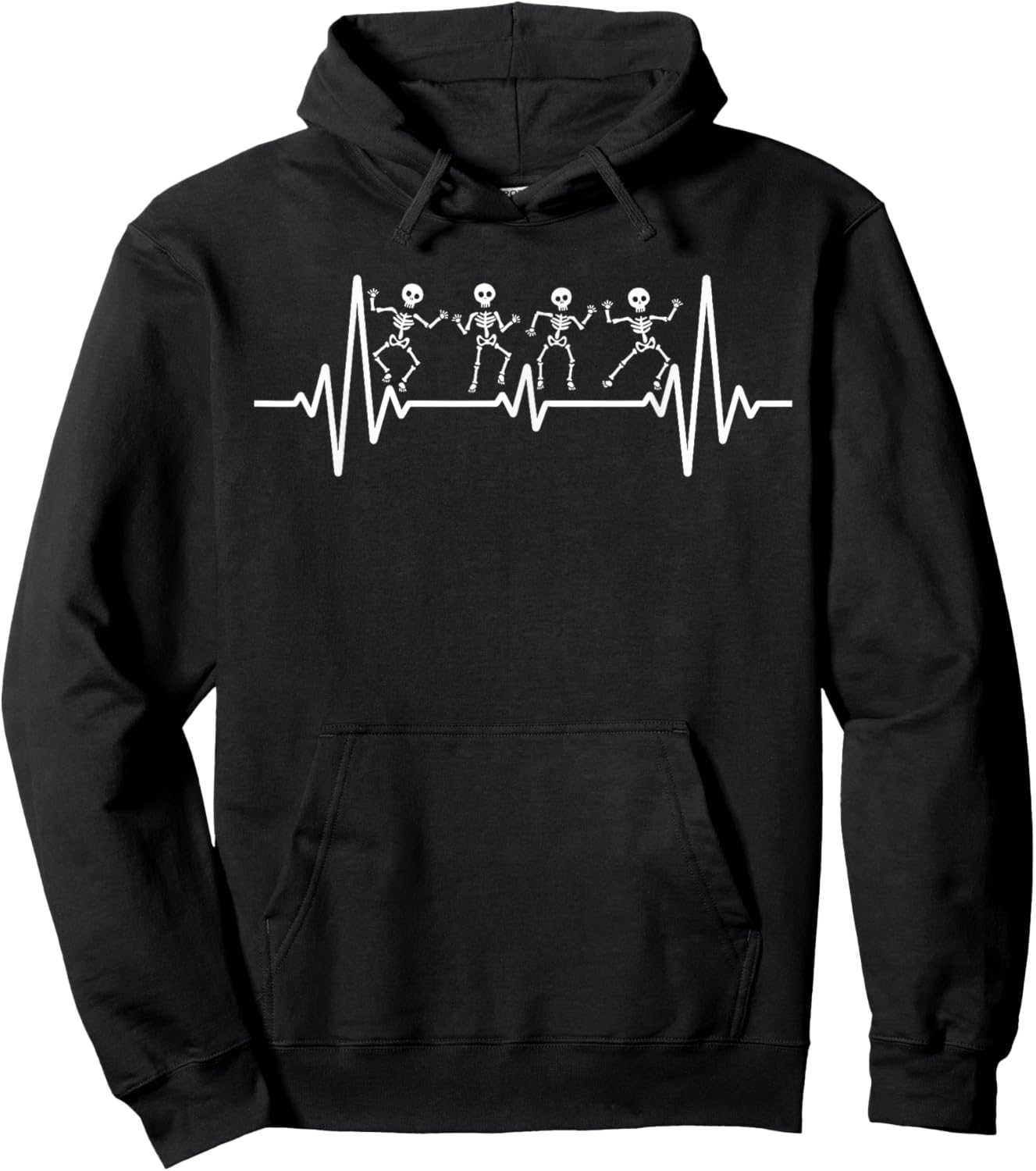 Skeleton Heartbeat Medical Heart Rhythm Halloween Costume Hoodie - Hoodie | Black