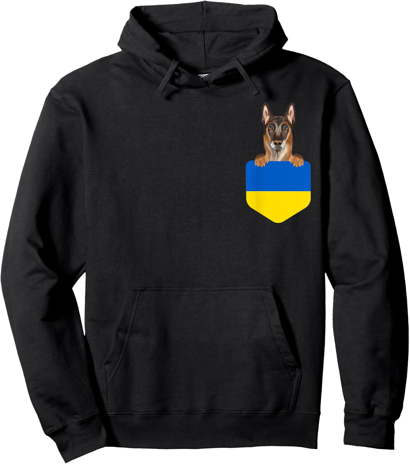 Ukraine Flag Belgian Malinoi Dog In Pocket Hoodie - Hoodie | Black
