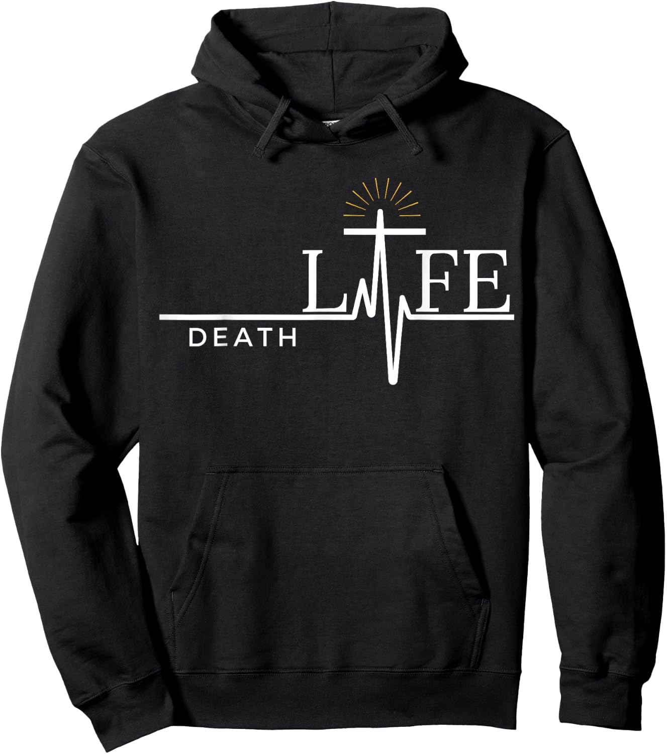 Christian Death to Life Heartbeat Cross Gift Men/Women/Youth Hoodie - Hoodie | Black