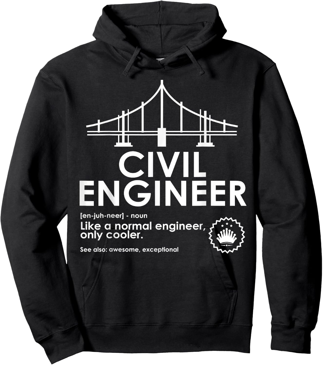 Civil Engineer Definition Funny Engineering Birthday Father Hoodie - Hoodie | Black