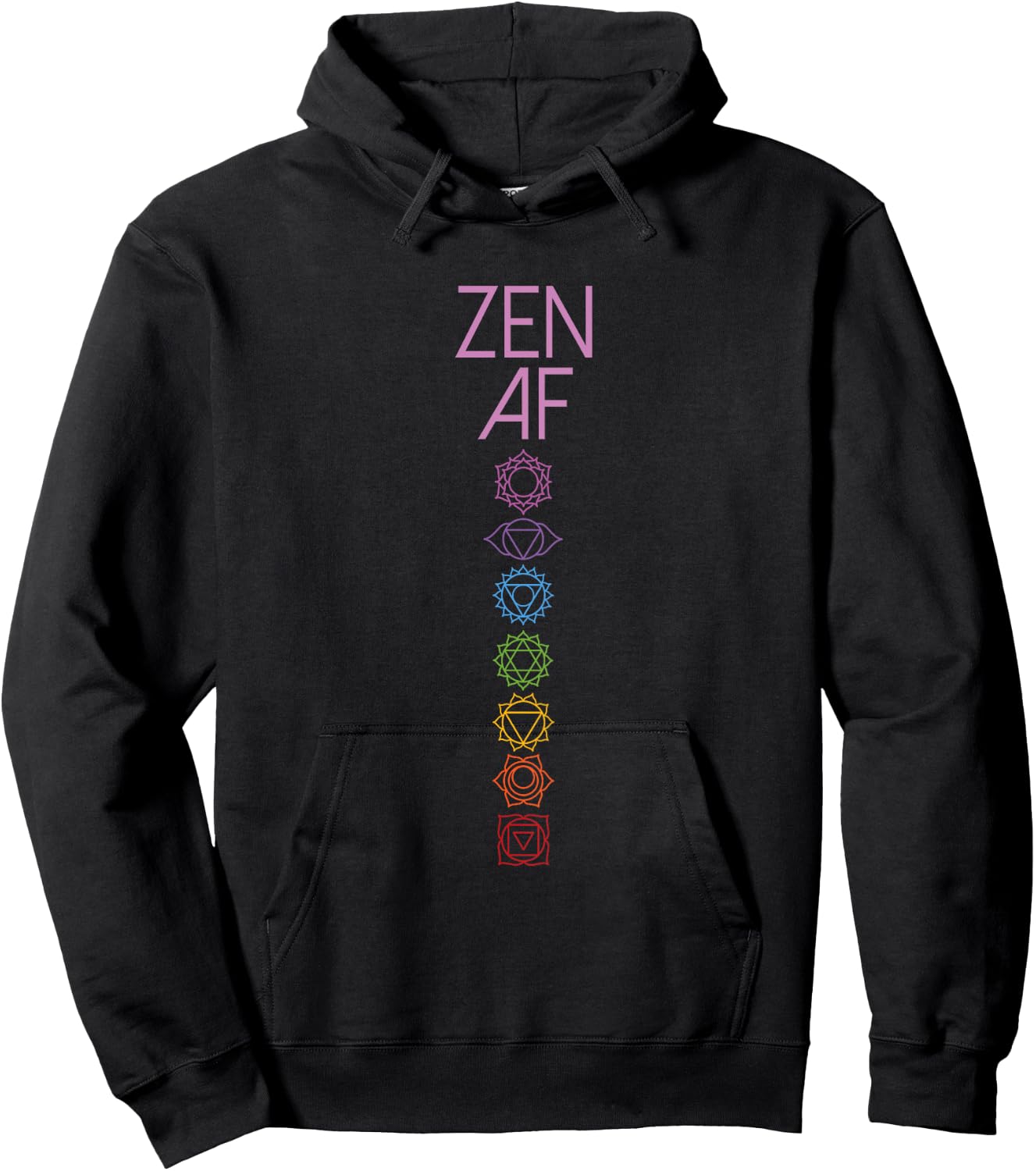 Zen AF Chakra Symbols Back Print Sarcastic Yoga Gift Hoodie - Hoodie | Black