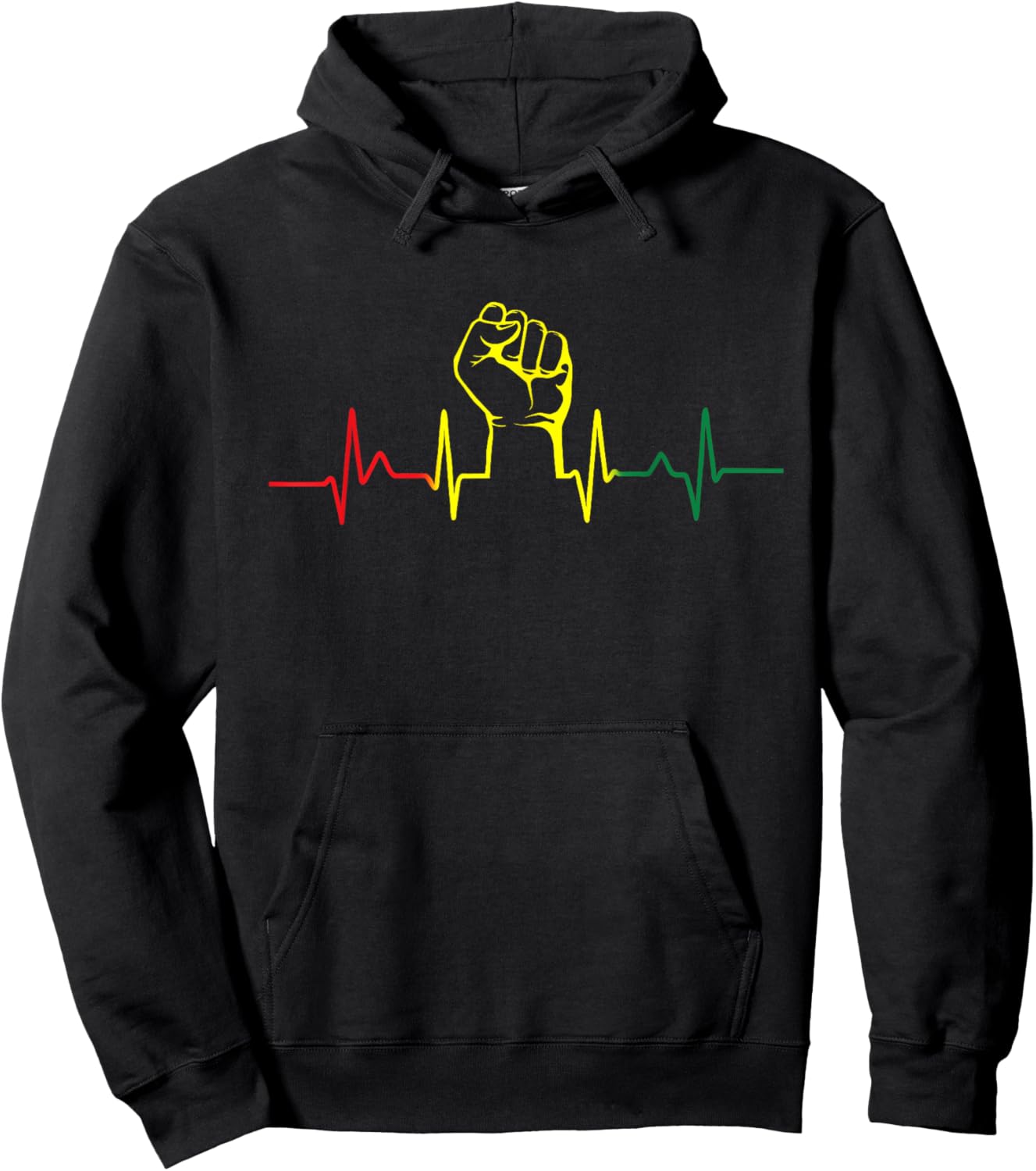 Black Power Fist Heartbeat African American Pride Men Women Hoodie - Hoodie | Black