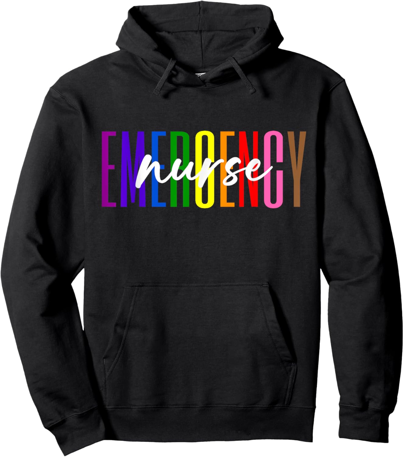 Emergency Nurse ER Nurse Emergency Room Pride Rainbow Hoodie - Hoodie | Black