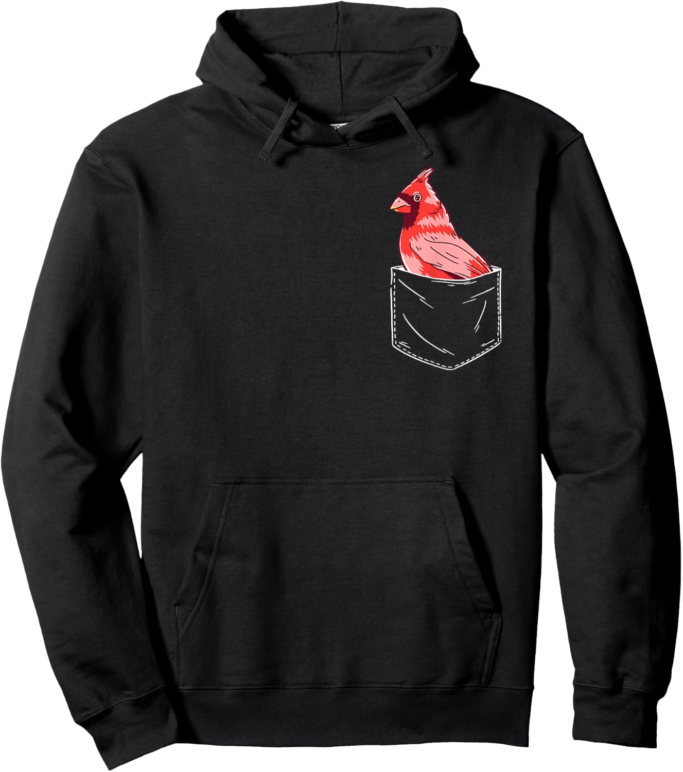 Cardinal Bird Red Cardinal Pocket Hoodie - Hoodie | Black