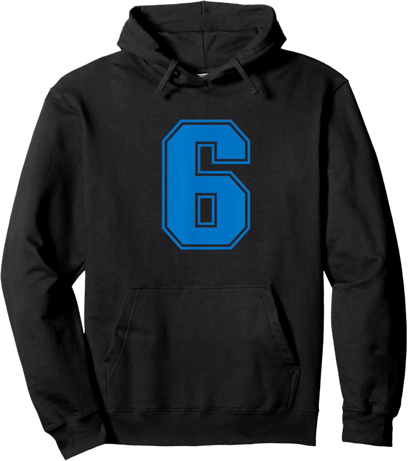 Number #6 Blue Sports Jersey Lucky Number Hoodie - Hoodie | Black