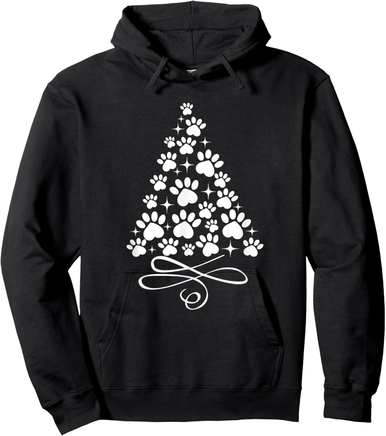 Pet Paw Print Tree Christmas Paw Print Dog Cat Puppy Gift Women Kids Hoodie - Hoodie | Black