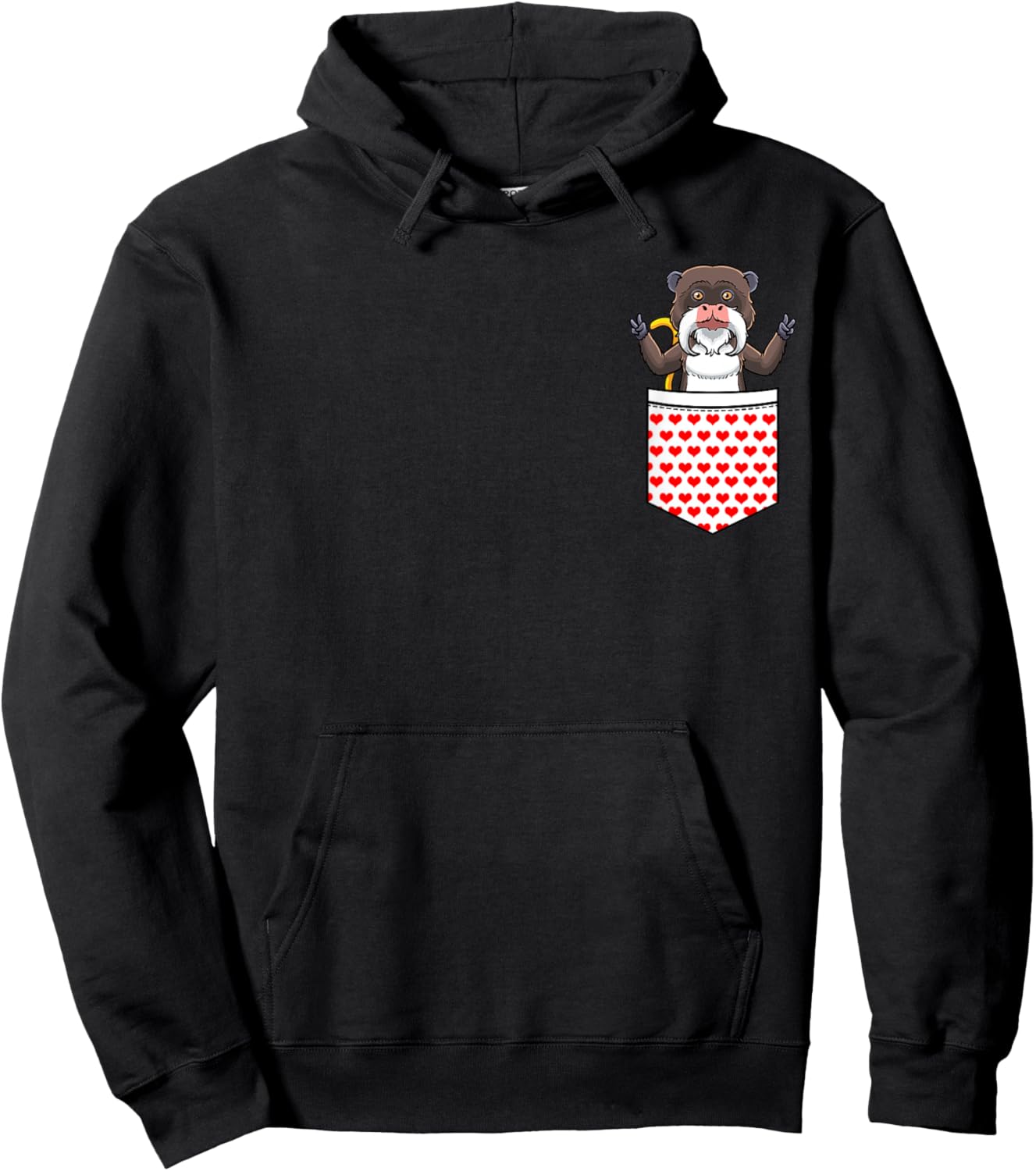 Tamarin Monkey In Pocket Hoodie - Hoodie | Black