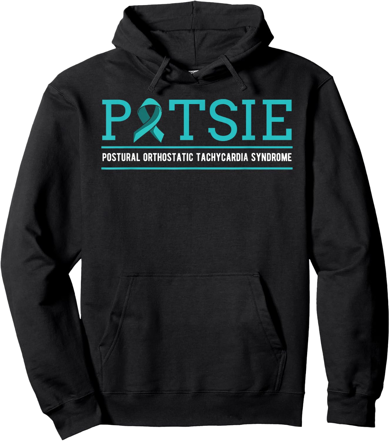 POTS Dysautonomia Turquoise Ribbon Autonomic Dysfunction Hoodie - Hoodie | Black