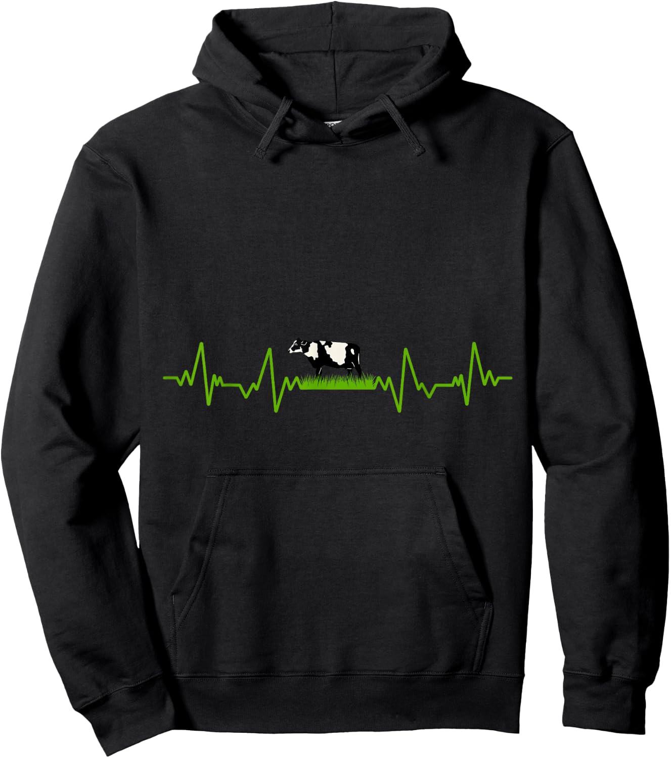 I Love My Cow Valve EKG Heartbeat Heart Patient Moo Hoodie - Hoodie | Black
