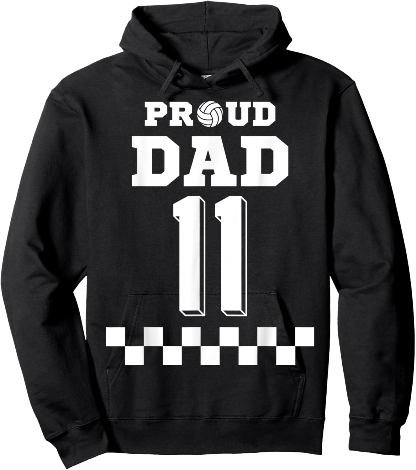 Volleyball Number 11 Eleven Custom Proud Dad Jersey Hoodie - Hoodie | Black