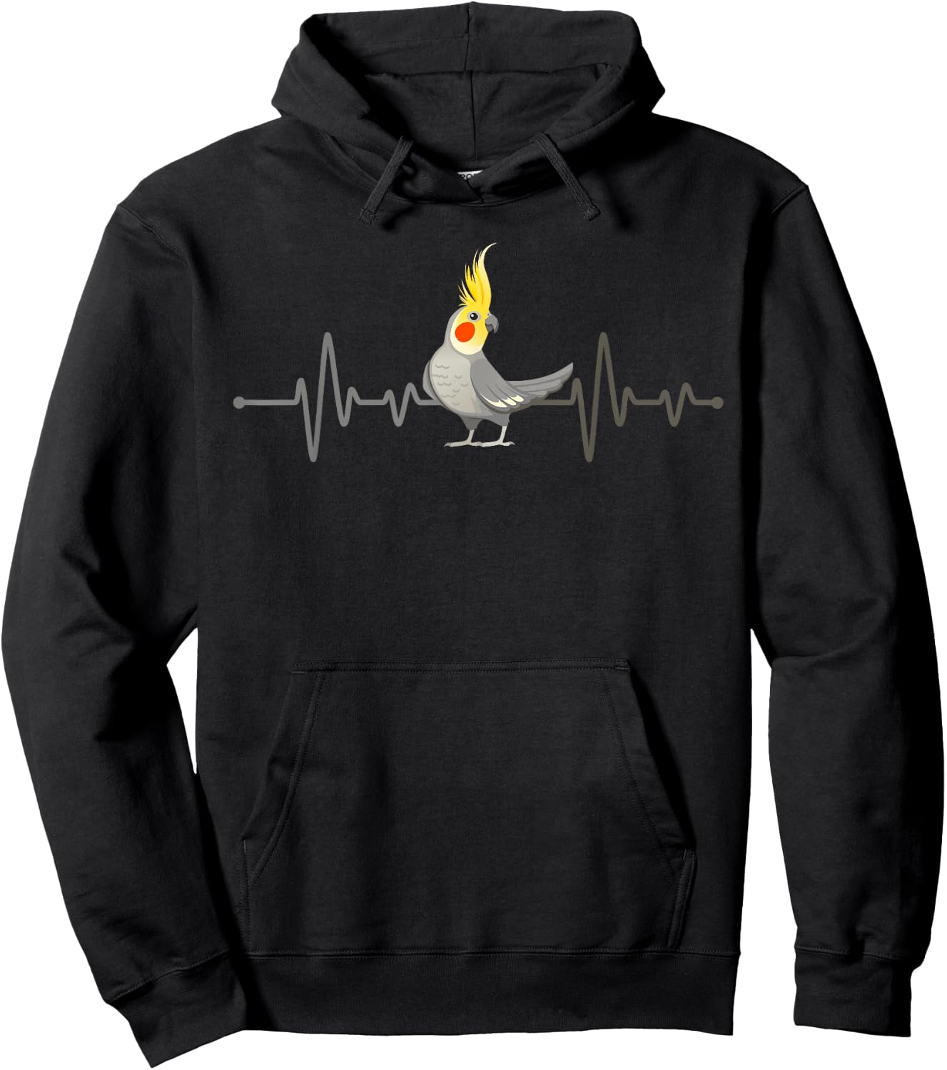 Cool Cockatiel Women Parrot Bird Lovers Heartbeat Hoodie - Hoodie | Black