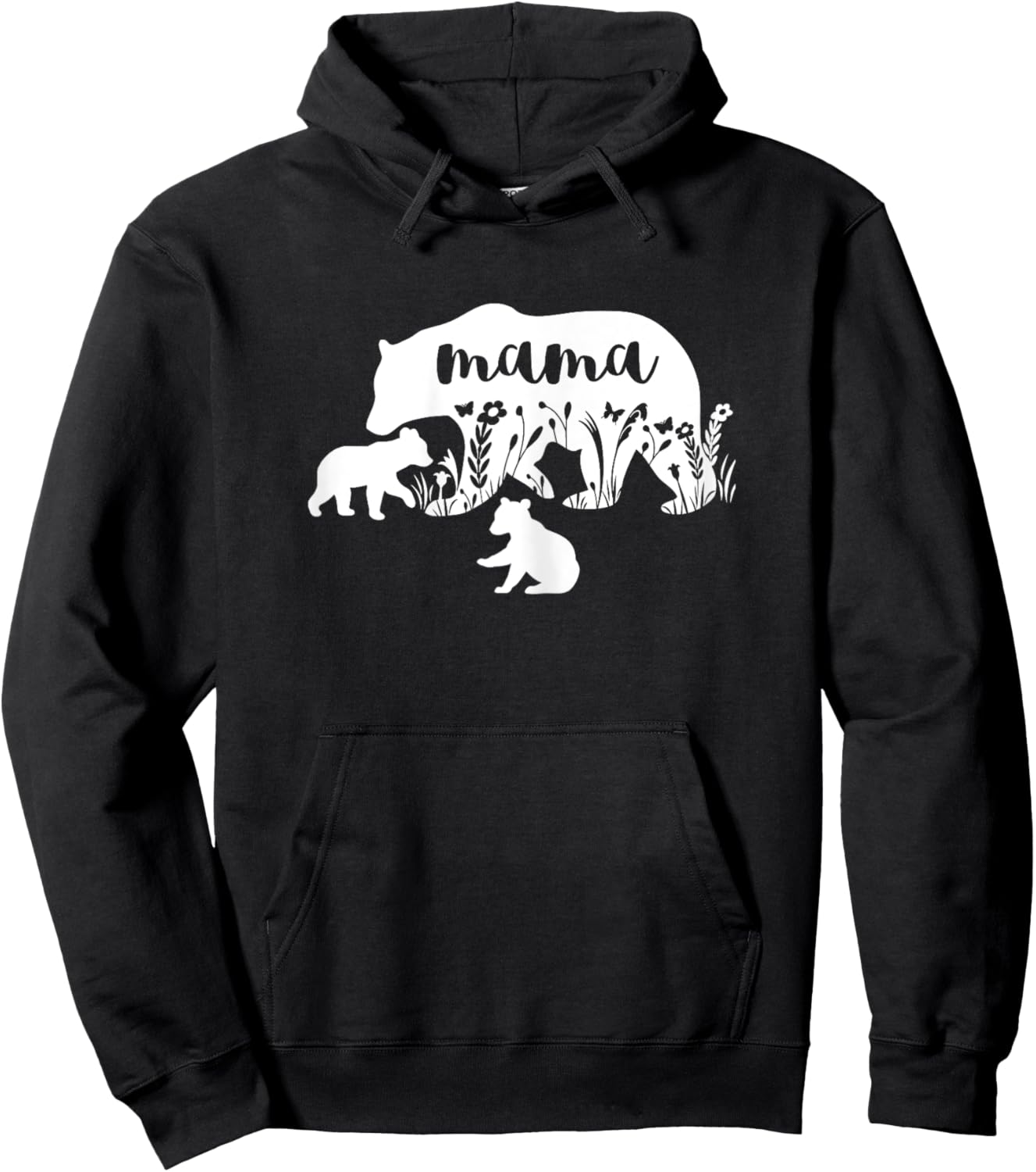 Mama Bear With 2 Cubs Mothers Day Mom Pregnancy Announcement Hoodie - Hoodie | Black