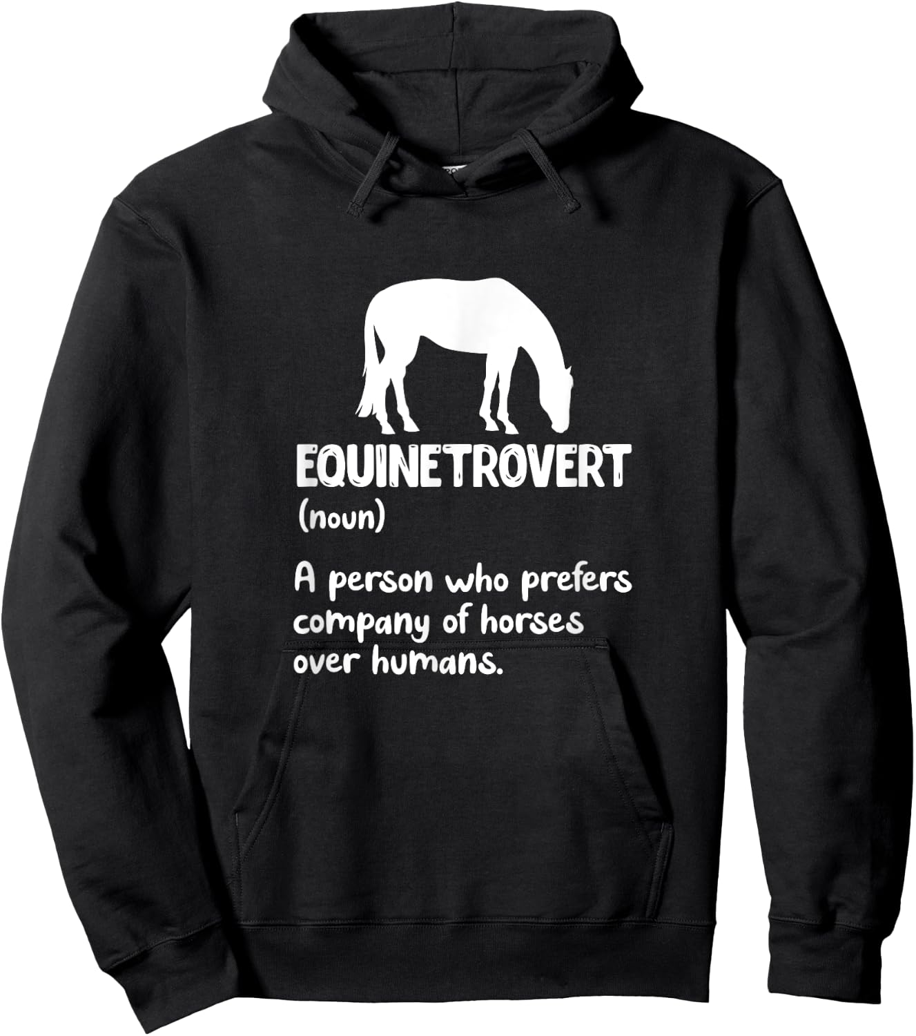 Equinetrovert Definition Equine Horse Riding Introvert Hoodie - Hoodie | Black
