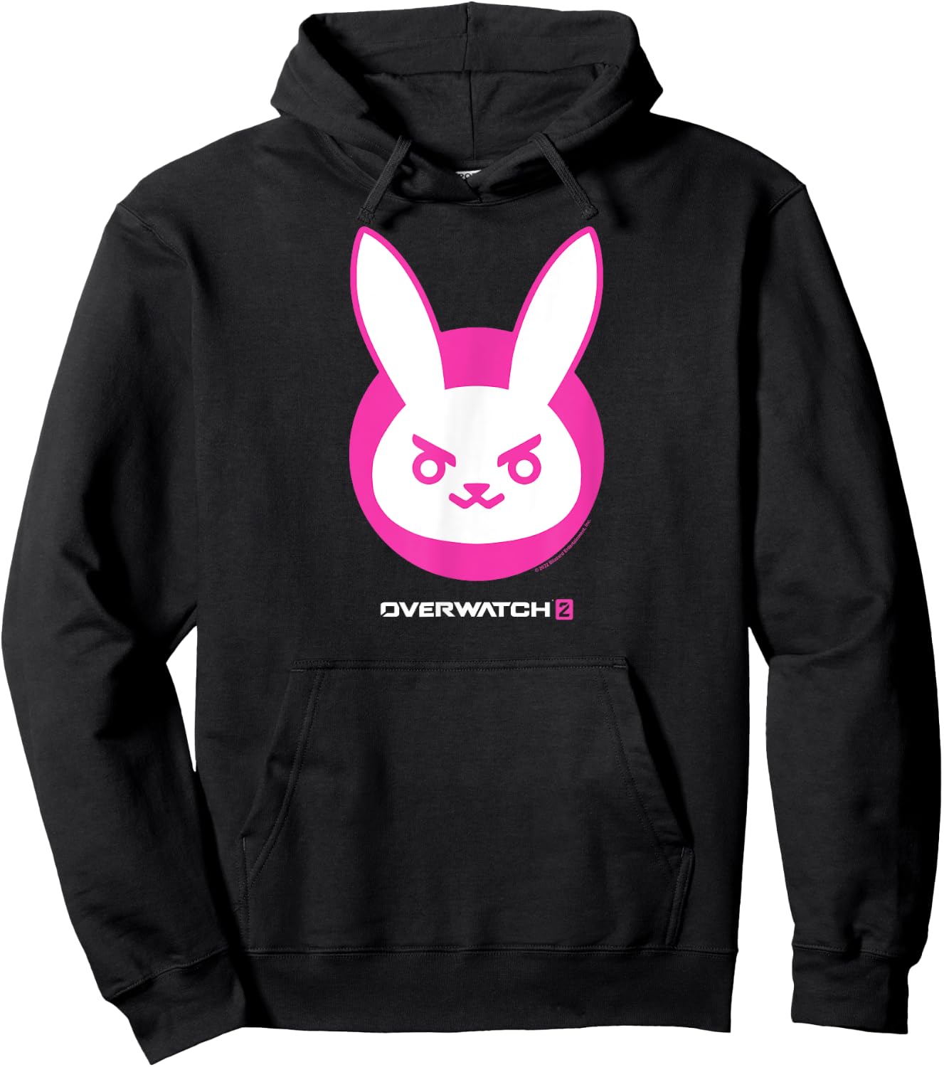 Overwatch 2 D.Va White & Pink Rabbit Centre Icon Logo Hoodie - Hoodie | Black