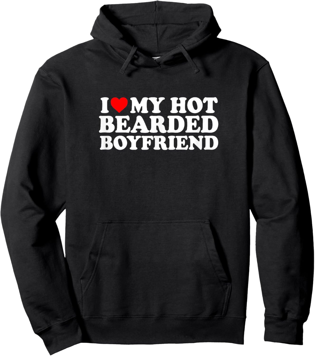 I Love Heart Hot Bearded Boyfriend Simple Cute Funny Hoodie - Hoodie | Black