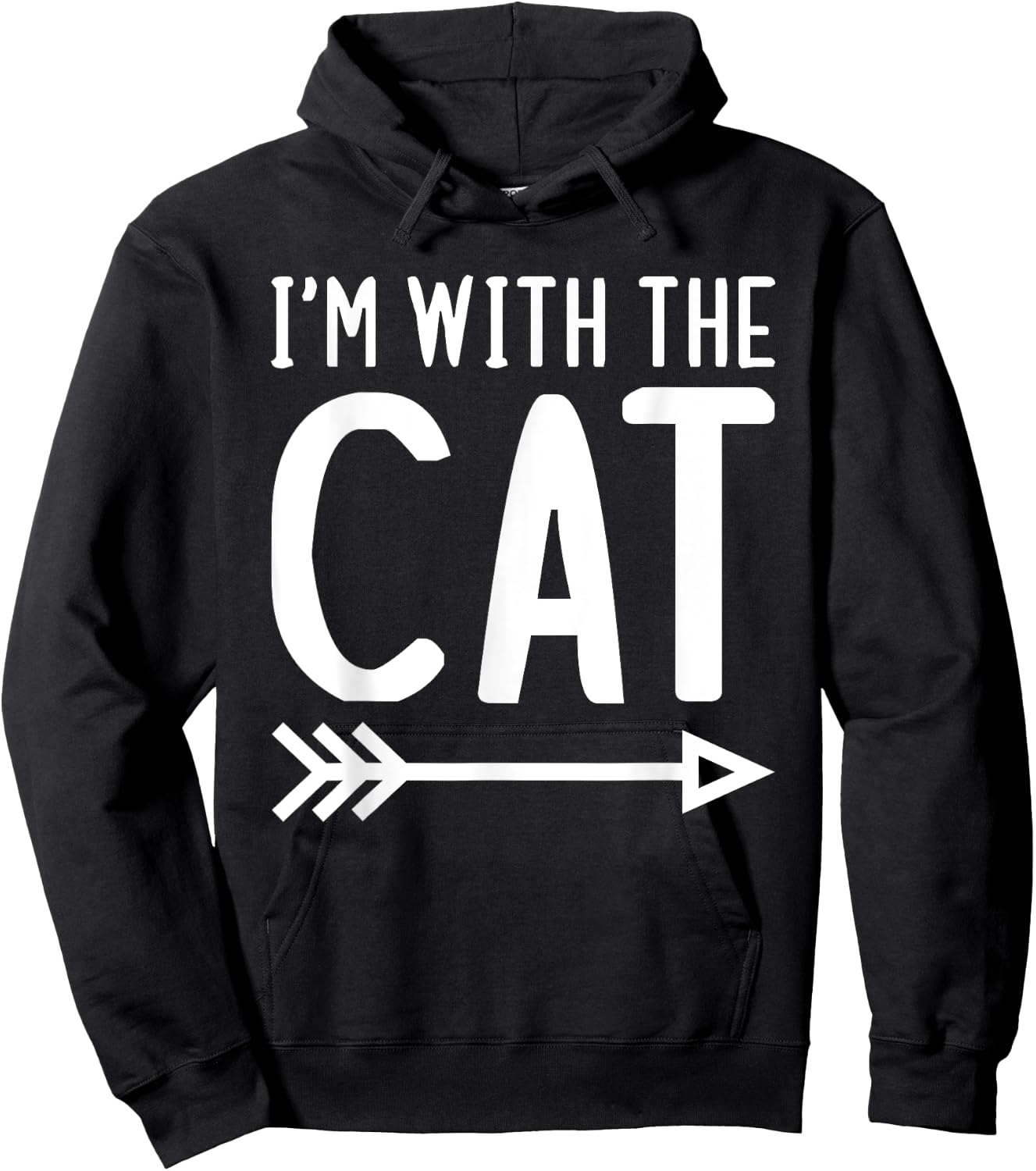 I'm With The Cat Funny Matching Halloween Couple Costume Women Kids Hoodie - Hoodie | Black