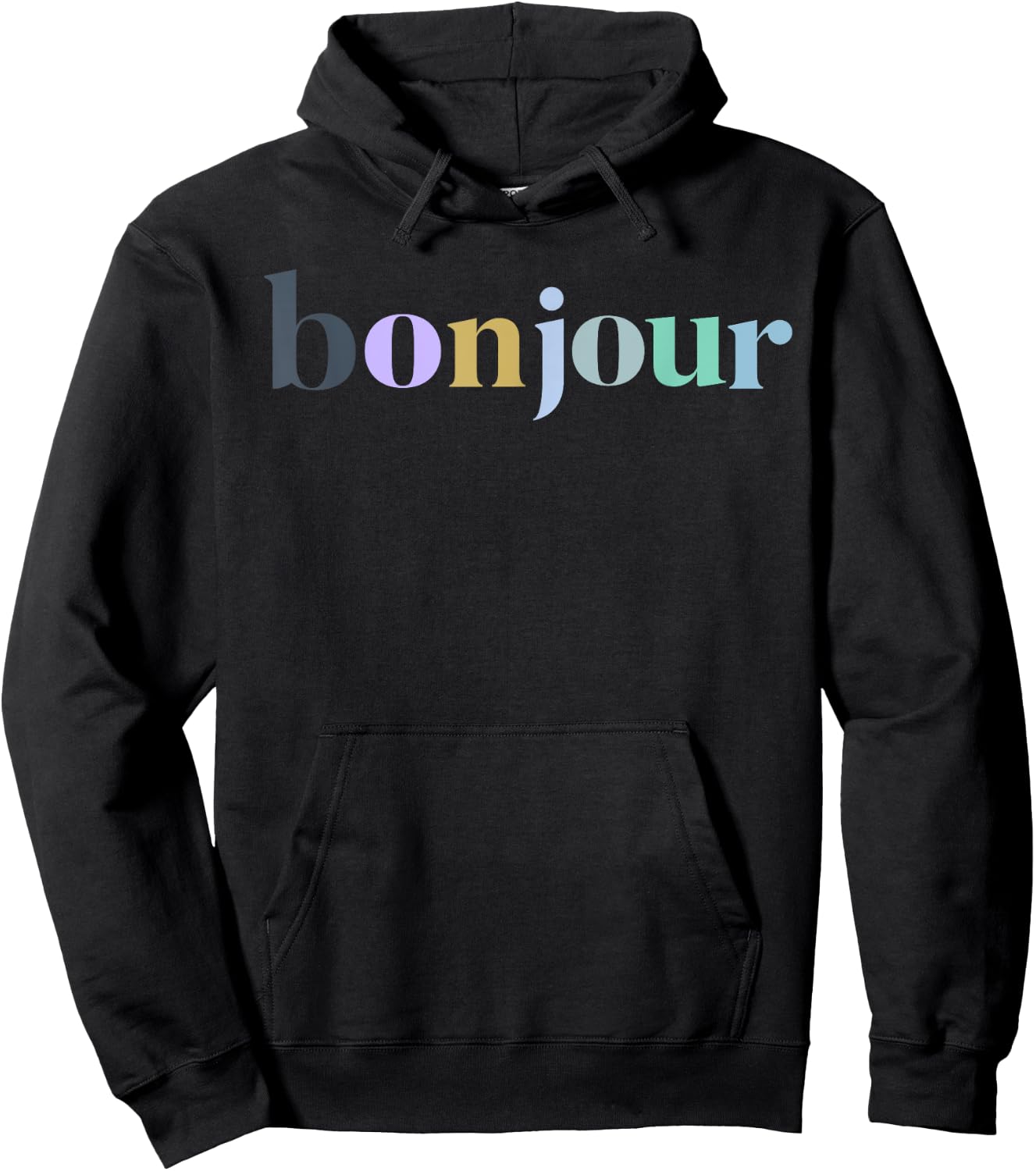 Bonjour French Colorful Happy Happiness Girls Cute Hoodie - Hoodie | Black