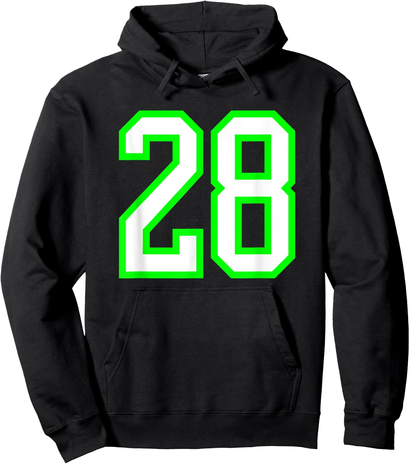 Sports Team Jersey #28 White Lime Jersey Number 28 Hoodie - Hoodie | Black