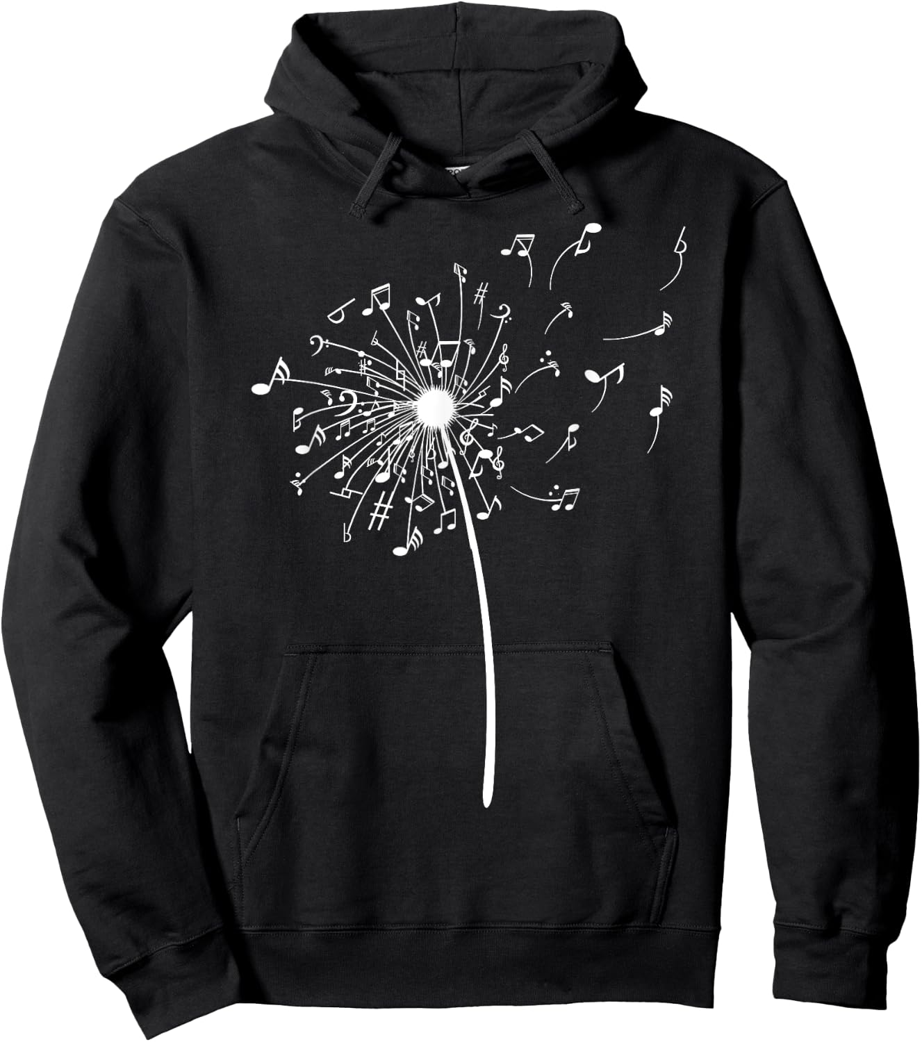 Funny Music Notes Gift Women Cool Dandelion Flower Hoodie - Hoodie | Black
