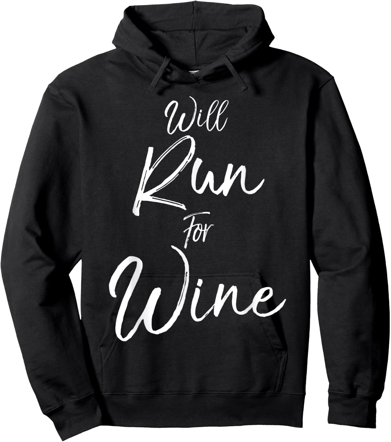 Funny Runner Gift Running Joke Saying Cute Will Run for Wine Hoodie - Hoodie | Black