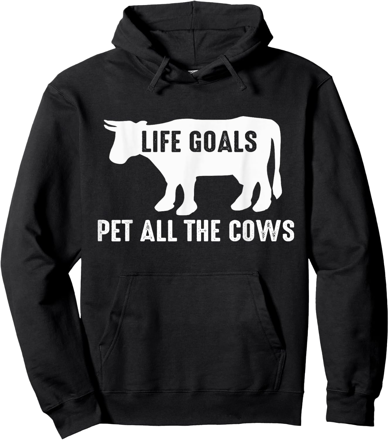 Cow Lover Funny - Life Goals Pet All The Cows Hoodie - Hoodie | Black