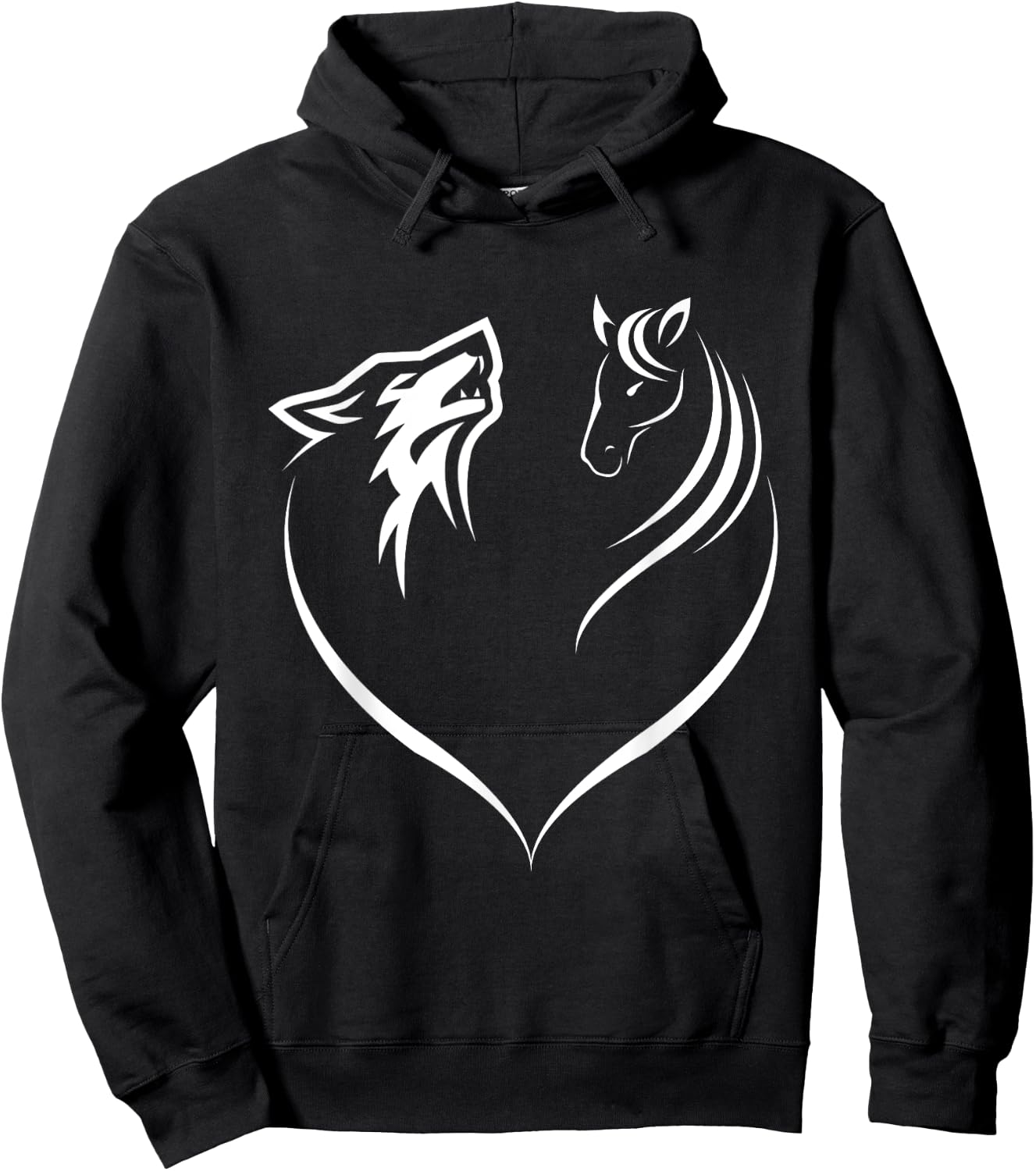 Horse Riding Wolf Animal Lover Gift Horse Hoodie - Hoodie | Black