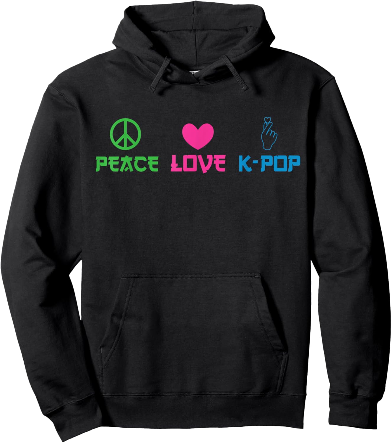 Peace Love K-Pop Hoodie - Hoodie | Black