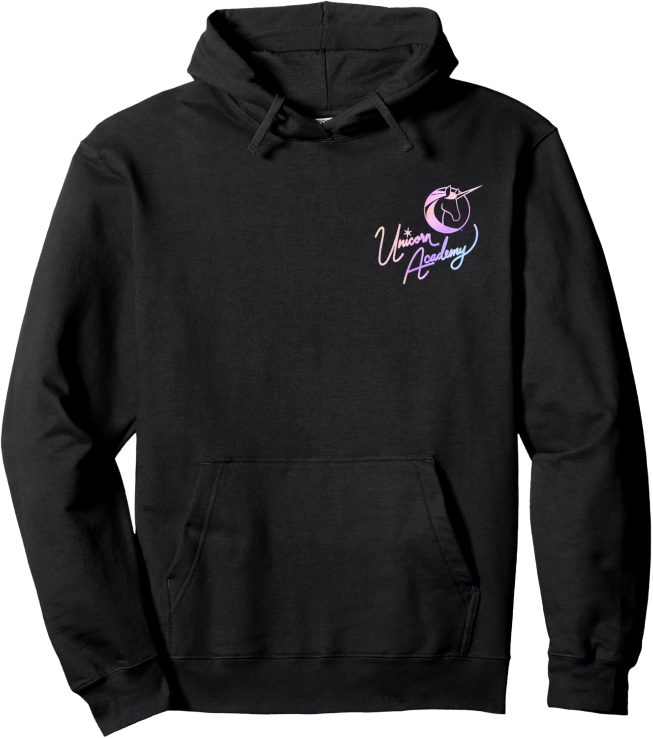Unicorn Academy Rider and Unicorn Bond Front and Back Print Hoodie - Hoodie | Black