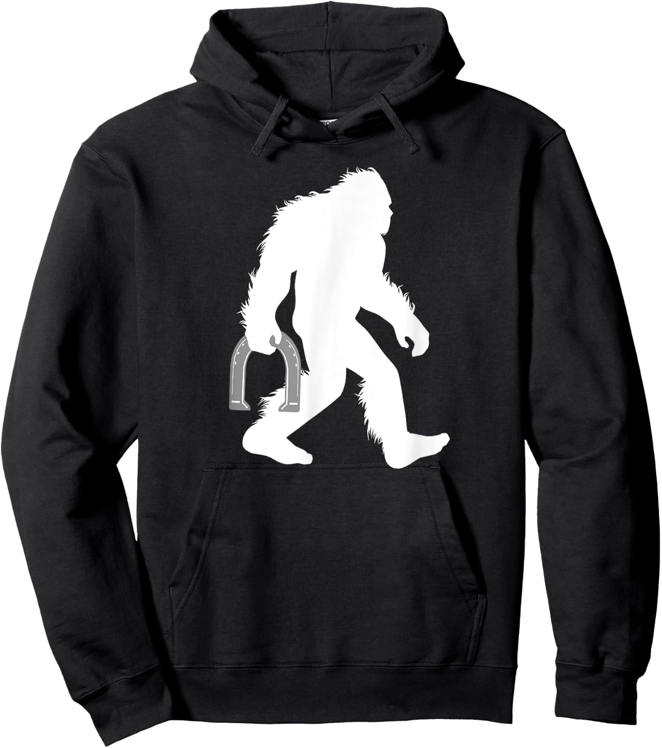 Bigfoot Horseshoe Shirt, Lawn Game Sasquatch Gift Hoodie - Hoodie | Black