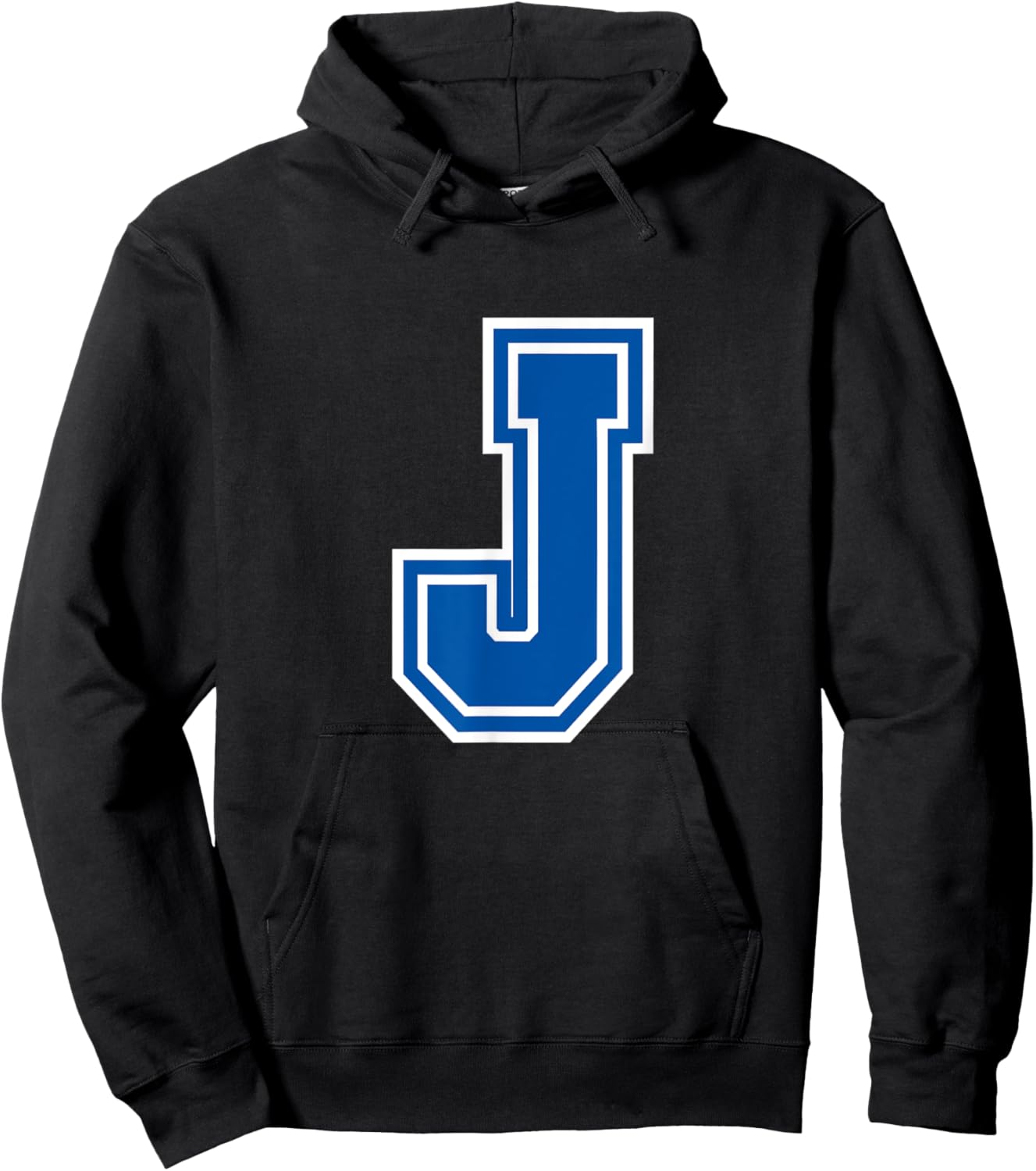 Letter J Blue Monogram Initial Hoodie - Hoodie | Black