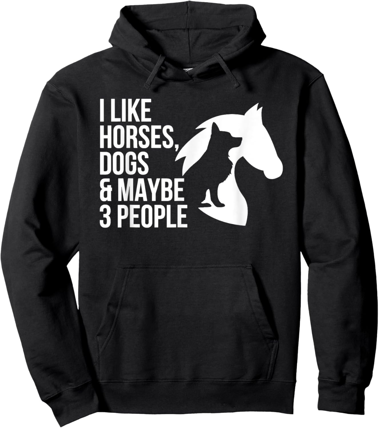 I Like Horses Dogs And Maybe 3 People Hoodie - Hoodie | Black