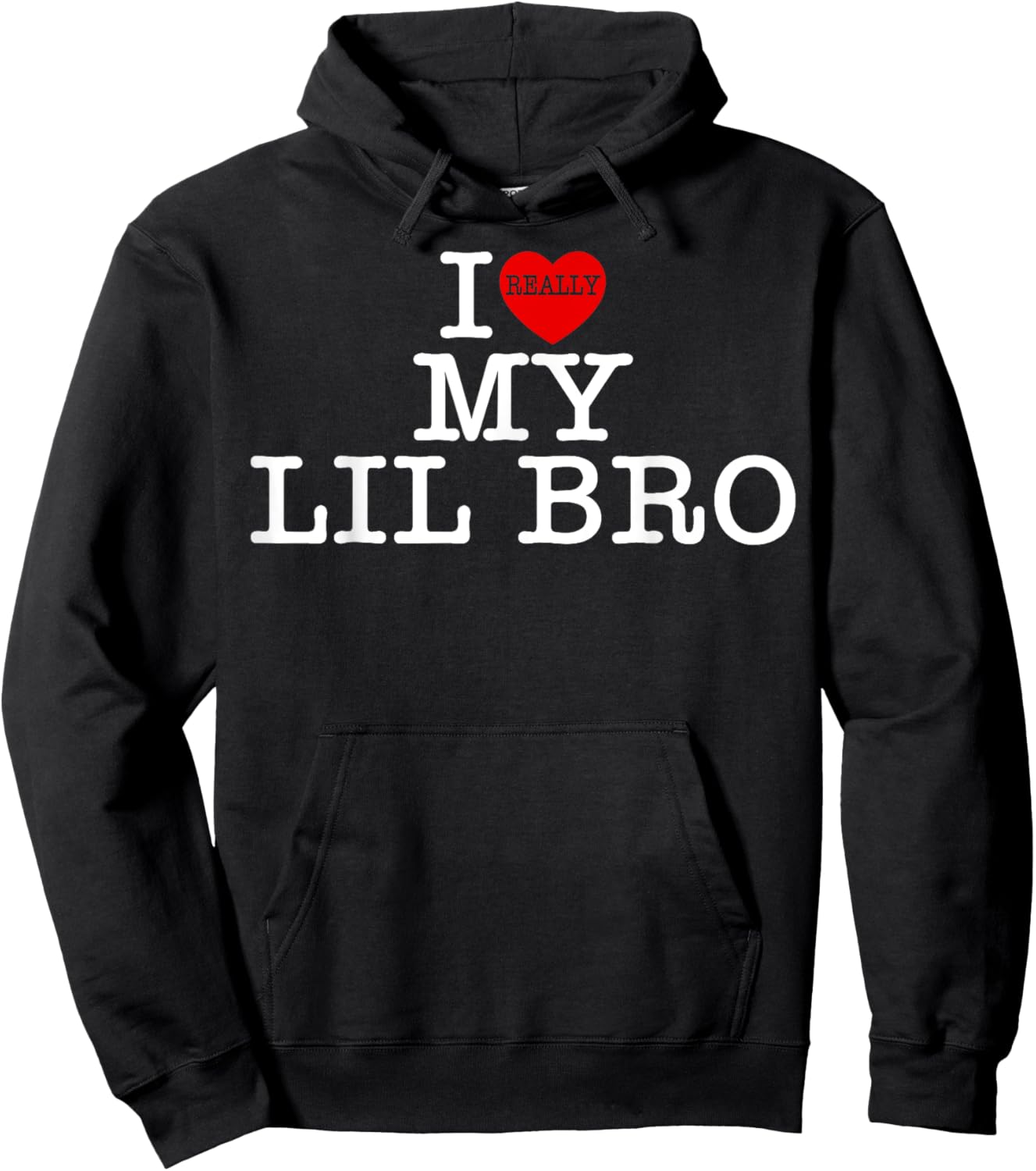 I Love (Heart) My Lil Bro Women Kids Family Matching Hoodie - Hoodie | Black
