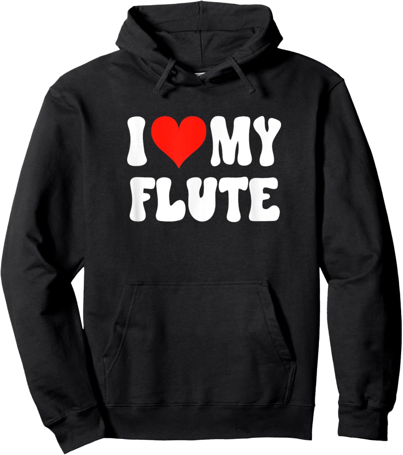 I Love My Flute - Heart Cute Funny Marching Band Flutist Hoodie - Hoodie | Black