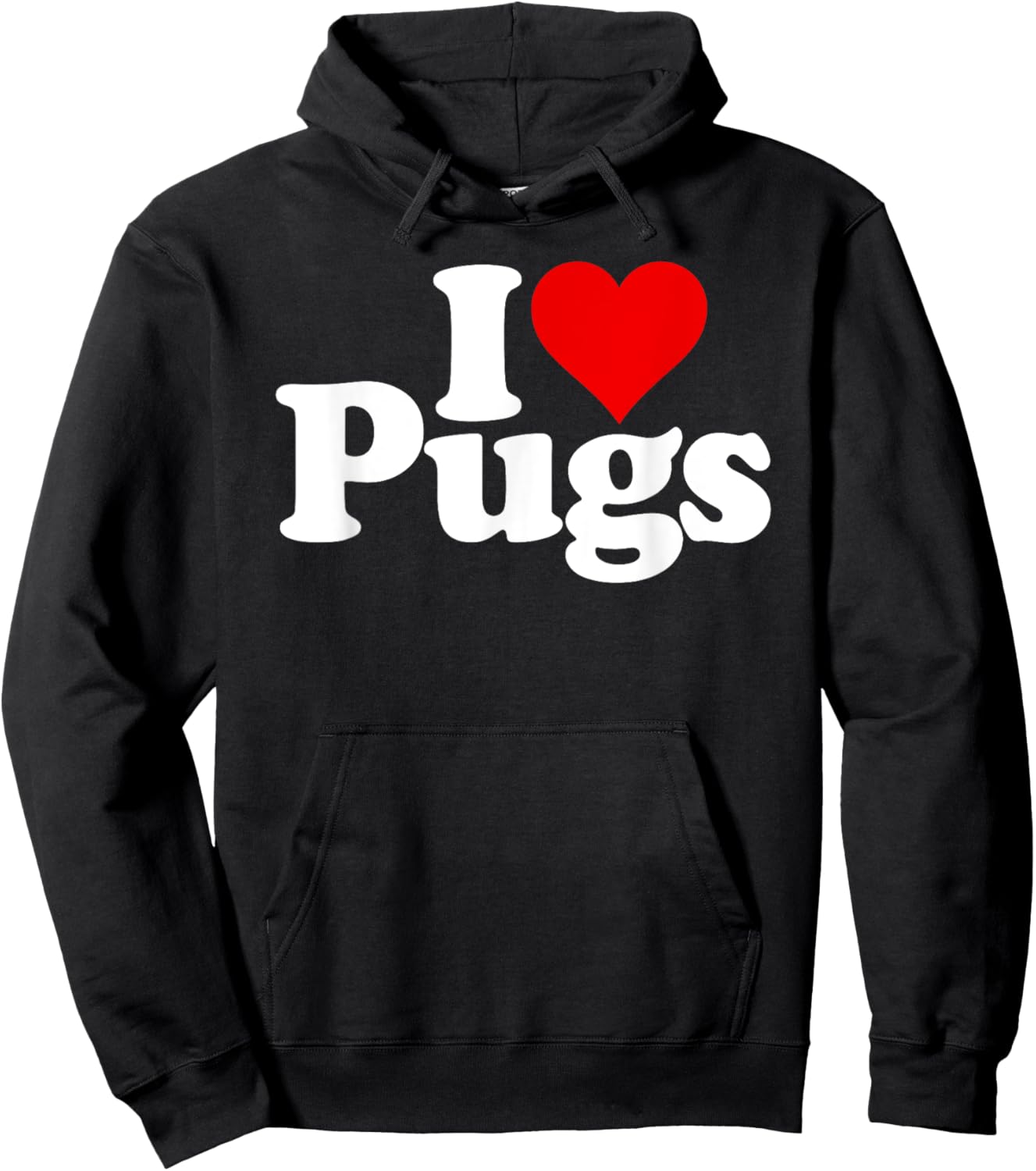 I Love Heart Pugs Pug Dog Canine Hoodie - Hoodie | Black